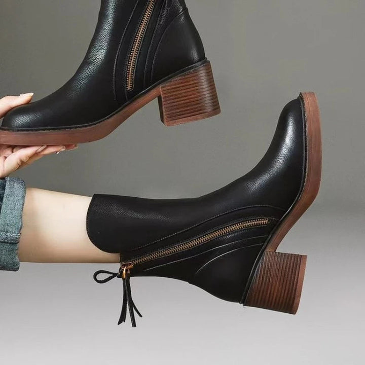Valencia Leather Zip Ankle Boots