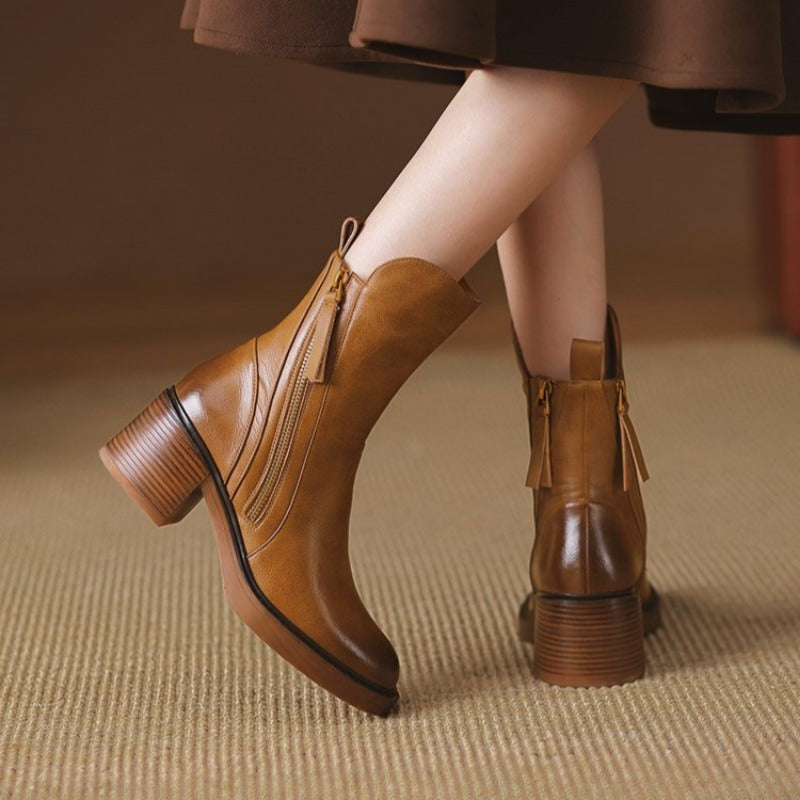 Valencia Leather Zip Ankle Boots