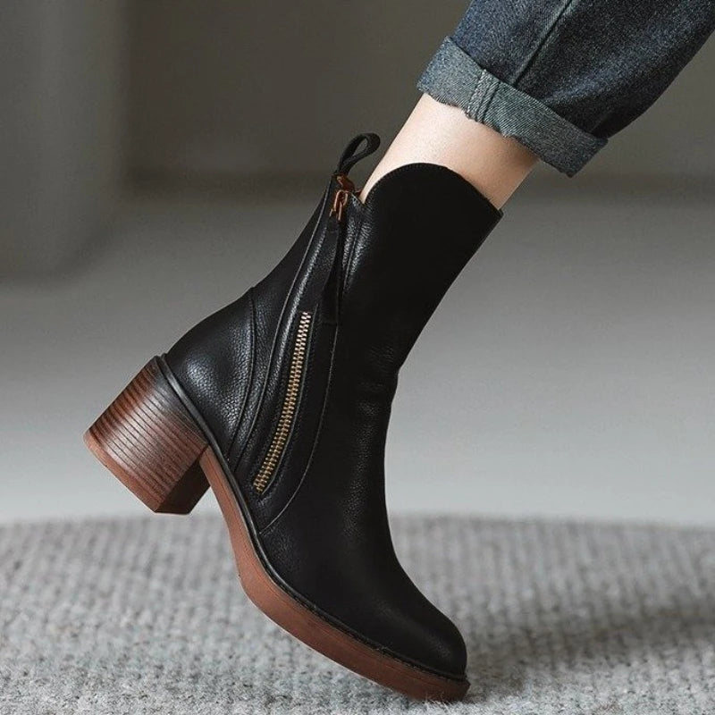 Valencia Leather Zip Ankle Boots