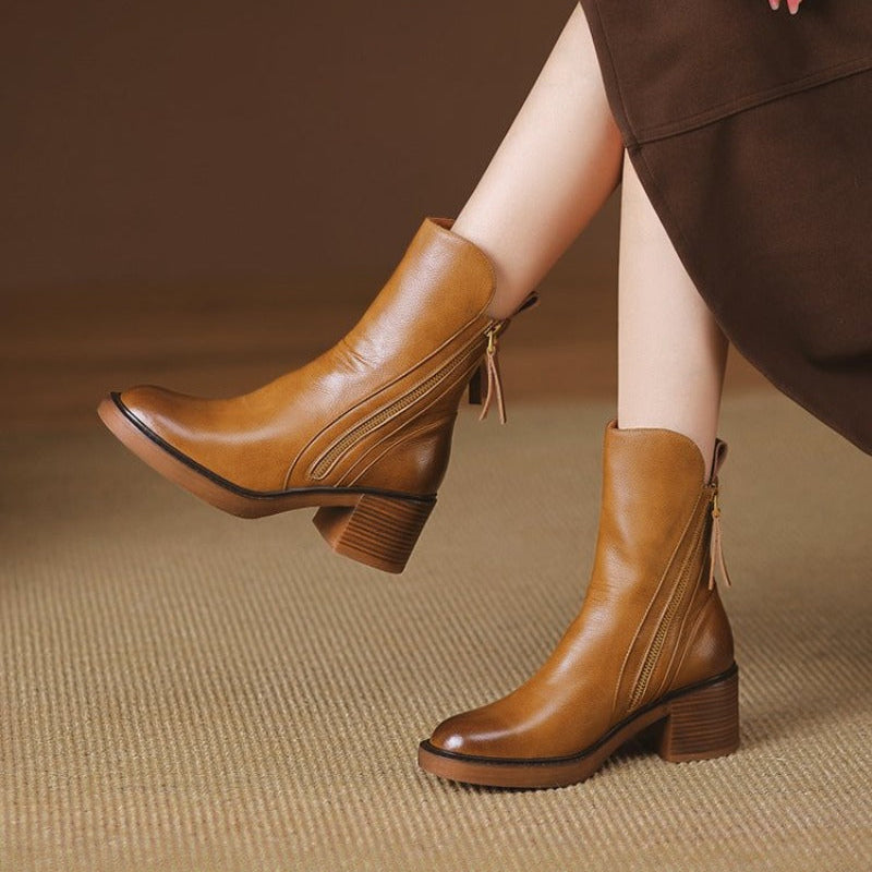 Valencia Leather Zip Ankle Boots