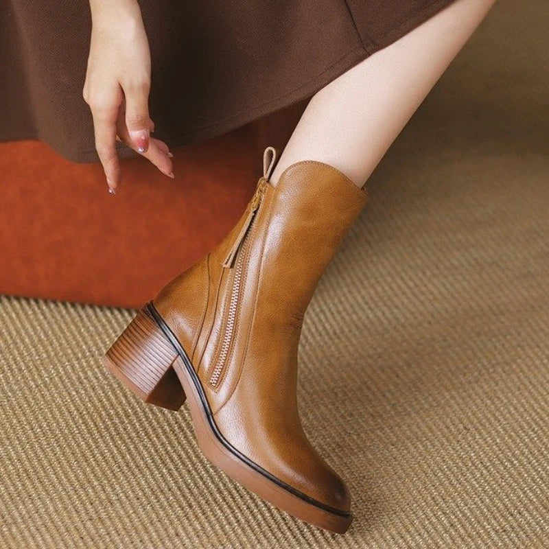 Valencia Leather Zip Ankle Boots