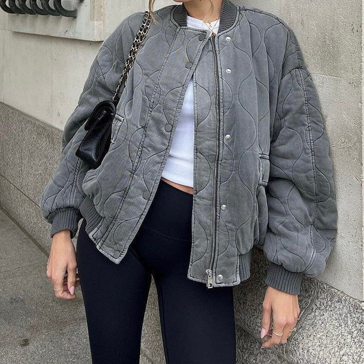 Harper Women’s Quilted Oversized Bomber Jacket - Saint Drako