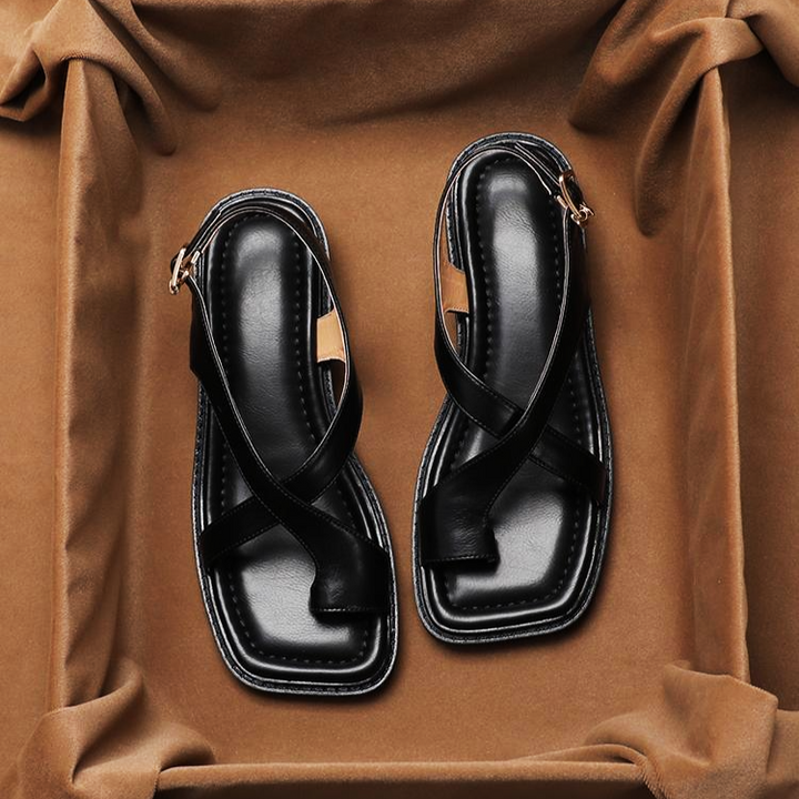 Ravello Leather Cross Sandals