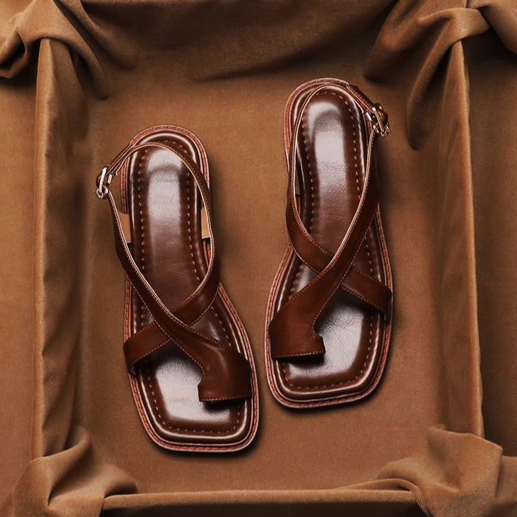 Ravello Leather Cross Sandals