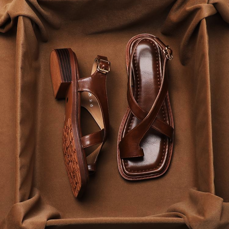 Ravello Leather Cross Sandals