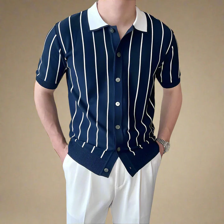 Matteo Striped Knit Polo - Saint Drako