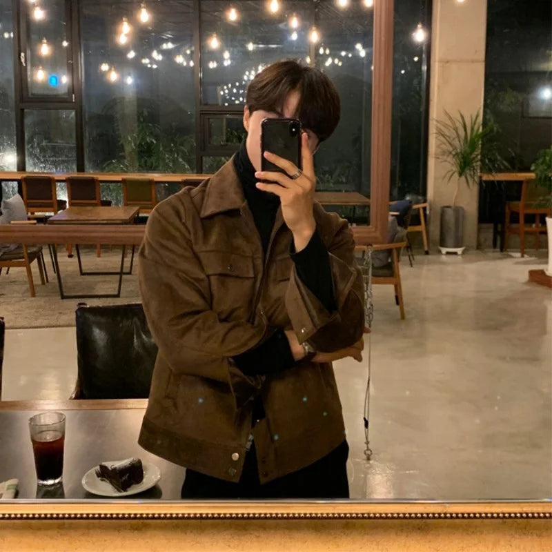 Noble Wear Men’s Suede Jacket – Classic Bomber for Casual Style - Saint Drako