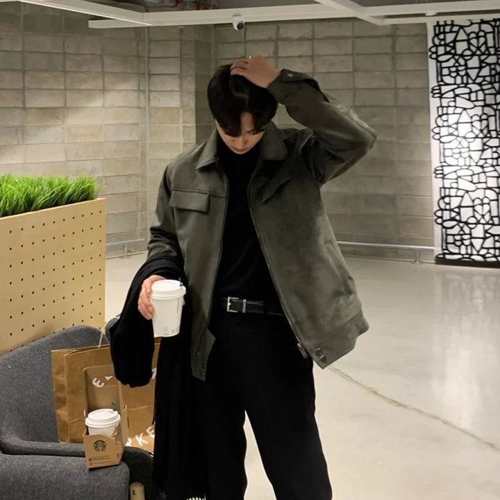 Noble Wear Men’s Suede Jacket – Classic Bomber for Casual Style - Saint Drako