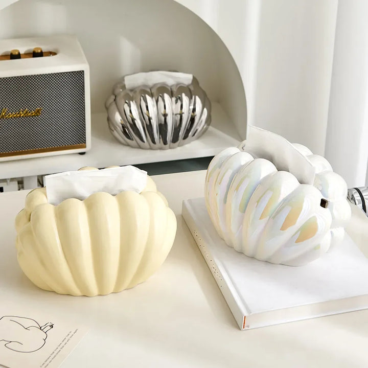 Ceramic Seashell Tissue Box