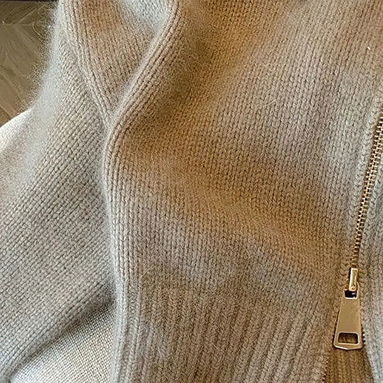 Cable Knit Cardigan – Knit Cardigan Woman Vintage Zipper Style in Old Money Fashion - Saint Drako