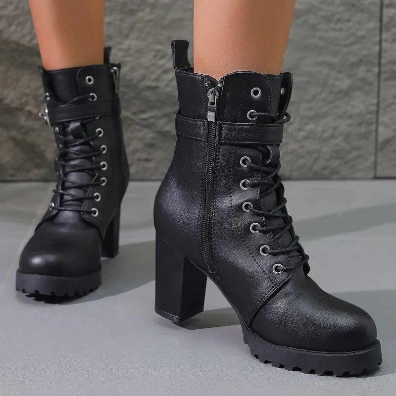 Verona Heeled Combat Boots