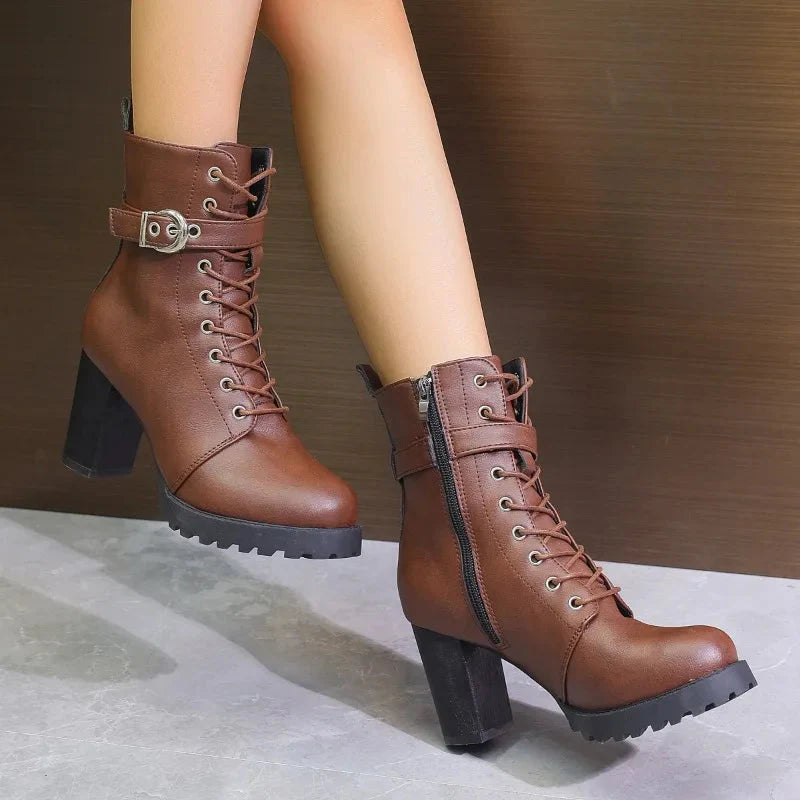 Verona Heeled Combat Boots
