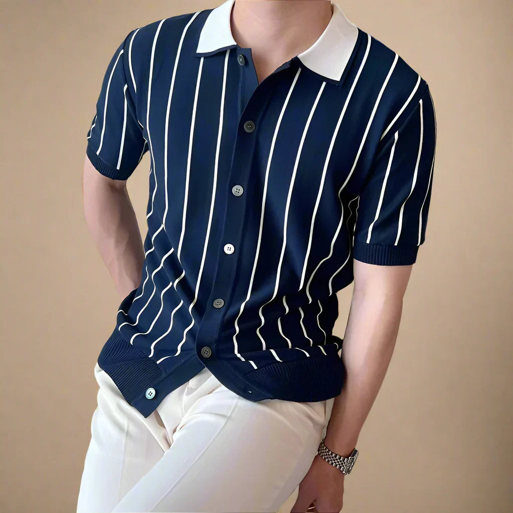 Matteo Striped Knit Polo - Saint Drako