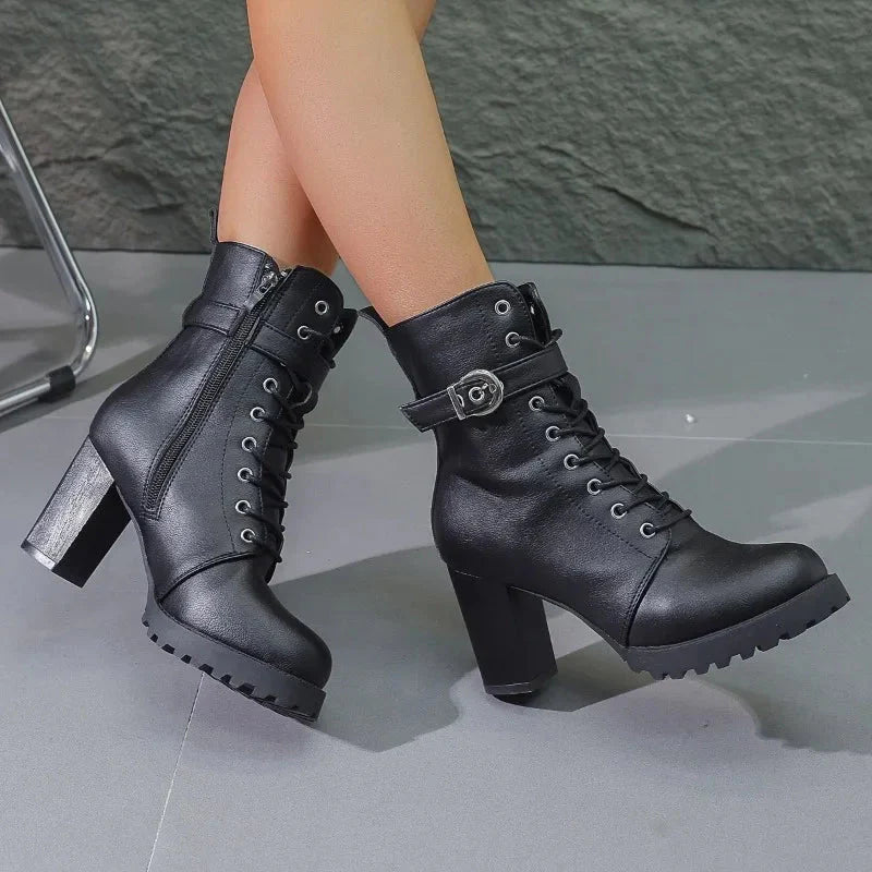 Verona Heeled Combat Boots