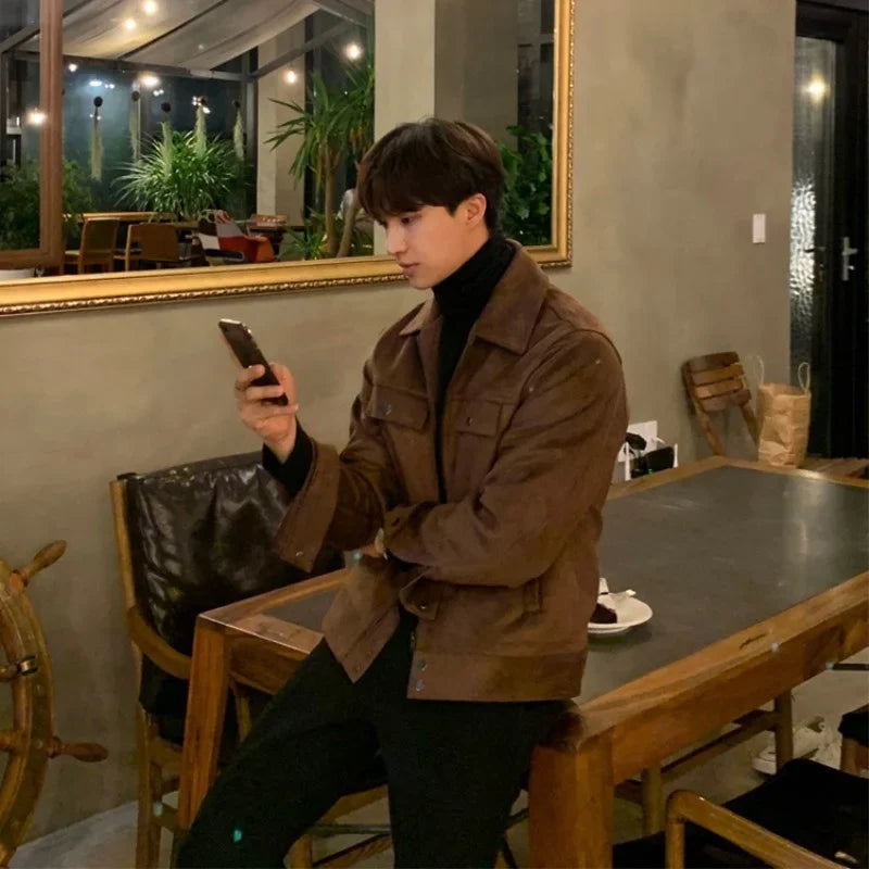 Noble Wear Men’s Suede Jacket – Classic Bomber for Casual Style - Saint Drako