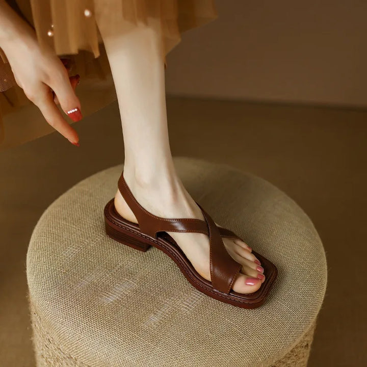 Ravello Leather Cross Sandals