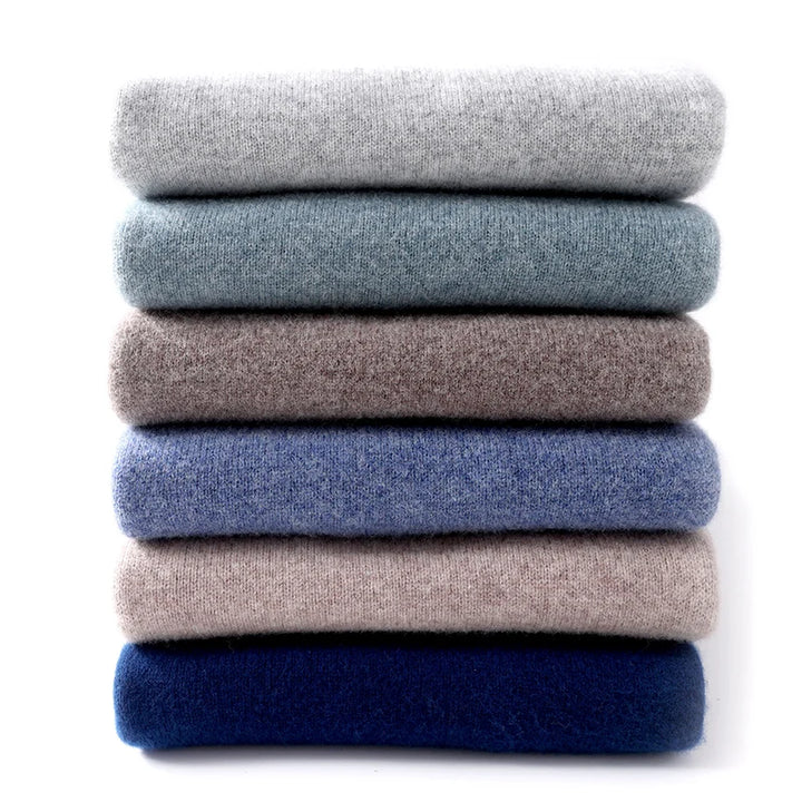 Autumn and Winter Men's 100% Pure Sheep O-Neck Sweater Casual Solid Color Knitted Long Sleeve Pullover Men's Wool Sweater New