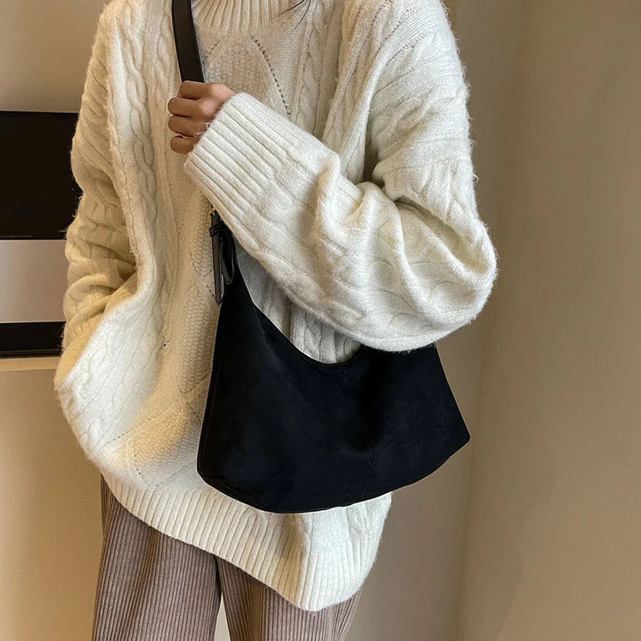 Vintage Crescent Shoulder Bags – Suede Hobo Crossbody Bag for Women - Saint Drako