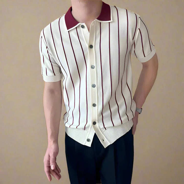 Matteo Striped Knit Polo - Saint Drako