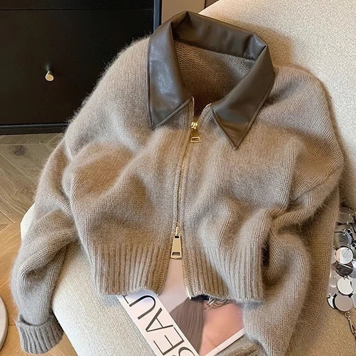 Cable Knit Cardigan – Knit Cardigan Woman Vintage Zipper Style in Old Money Fashion - Saint Drako