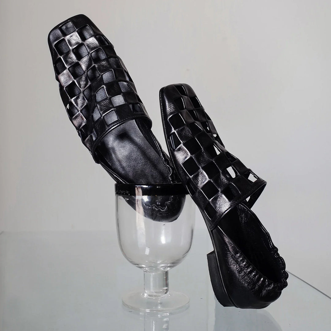 Ravello Checkered Leather Mules