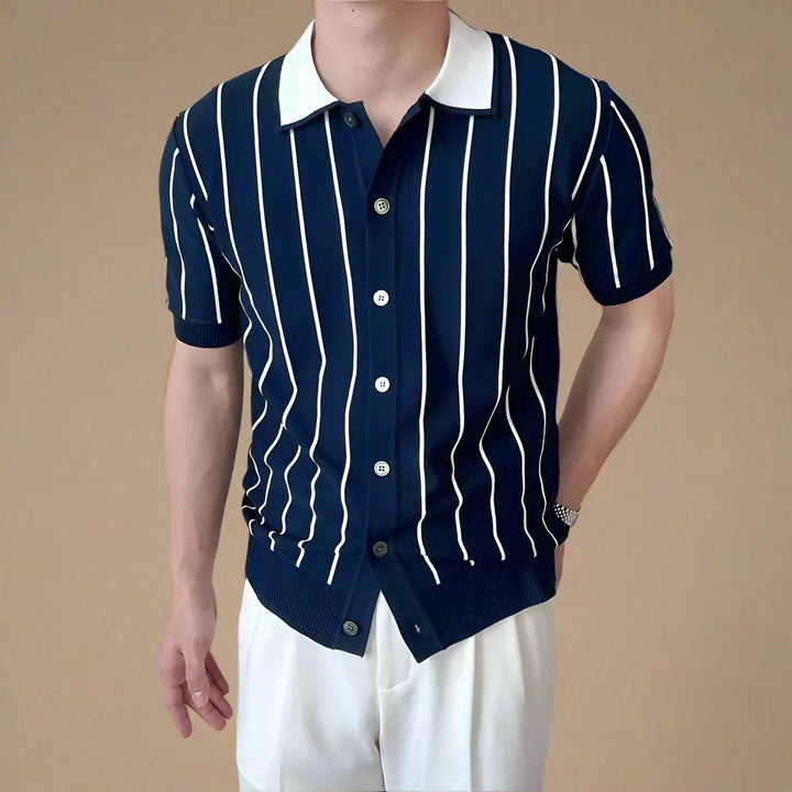 Matteo Striped Knit Polo - Saint Drako