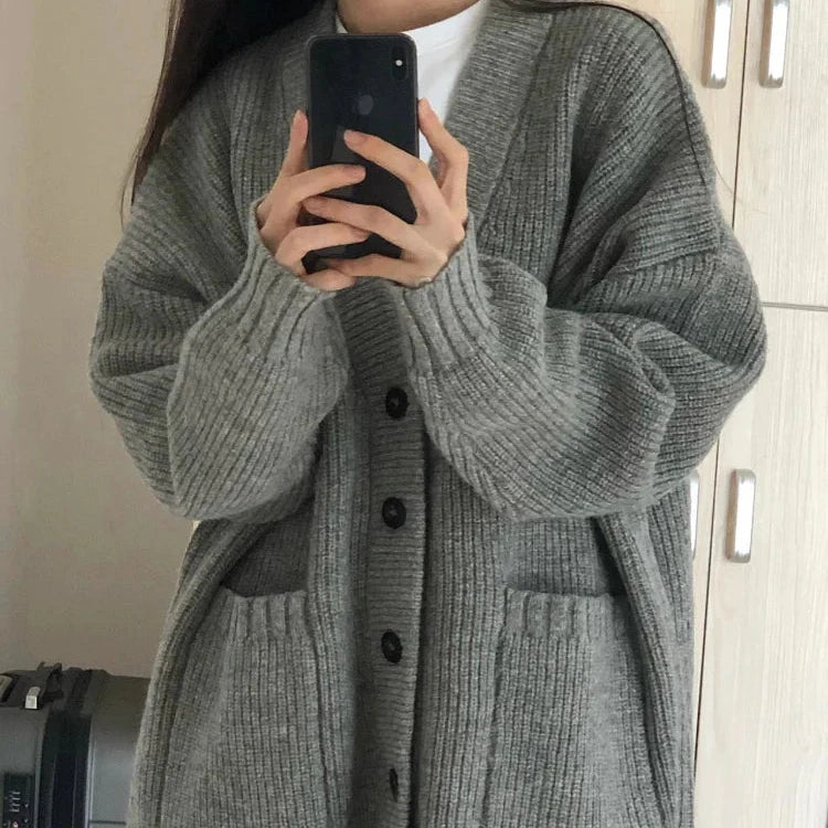 Cable Knit Cardigan – Knit Cardigan Woman Oversized Pattern in Old Money Style - Saint Drako