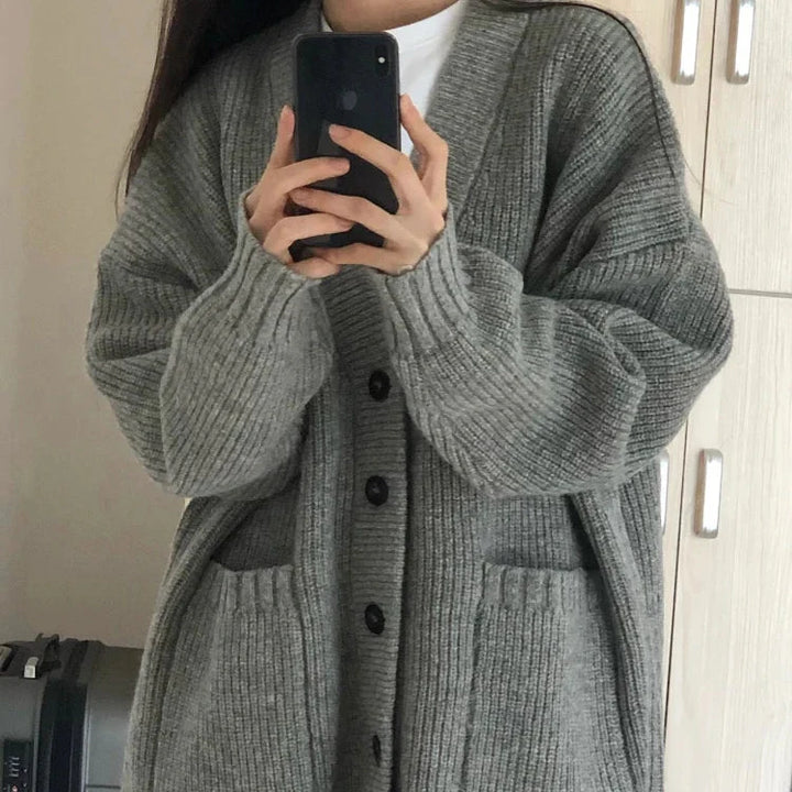 Cable Knit Cardigan – Knit Cardigan Woman Oversized Pattern in Old Money Style - Saint Drako