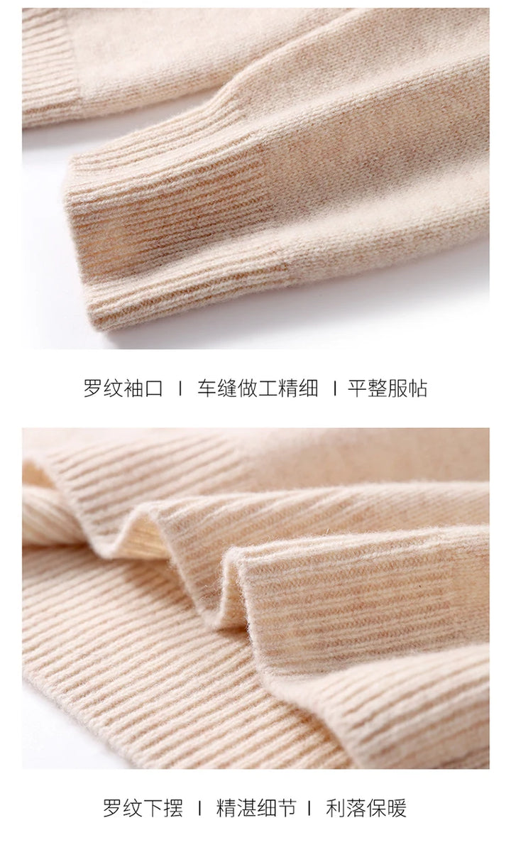 Autumn and Winter Men's 100% Pure Sheep O-Neck Sweater Casual Solid Color Knitted Long Sleeve Pullover Men's Wool Sweater New