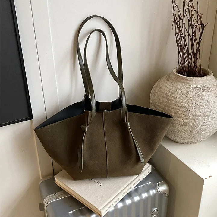 Frosted Suede Shoulder Bags – Large Capacity Tote Bag for Women - Saint Drako