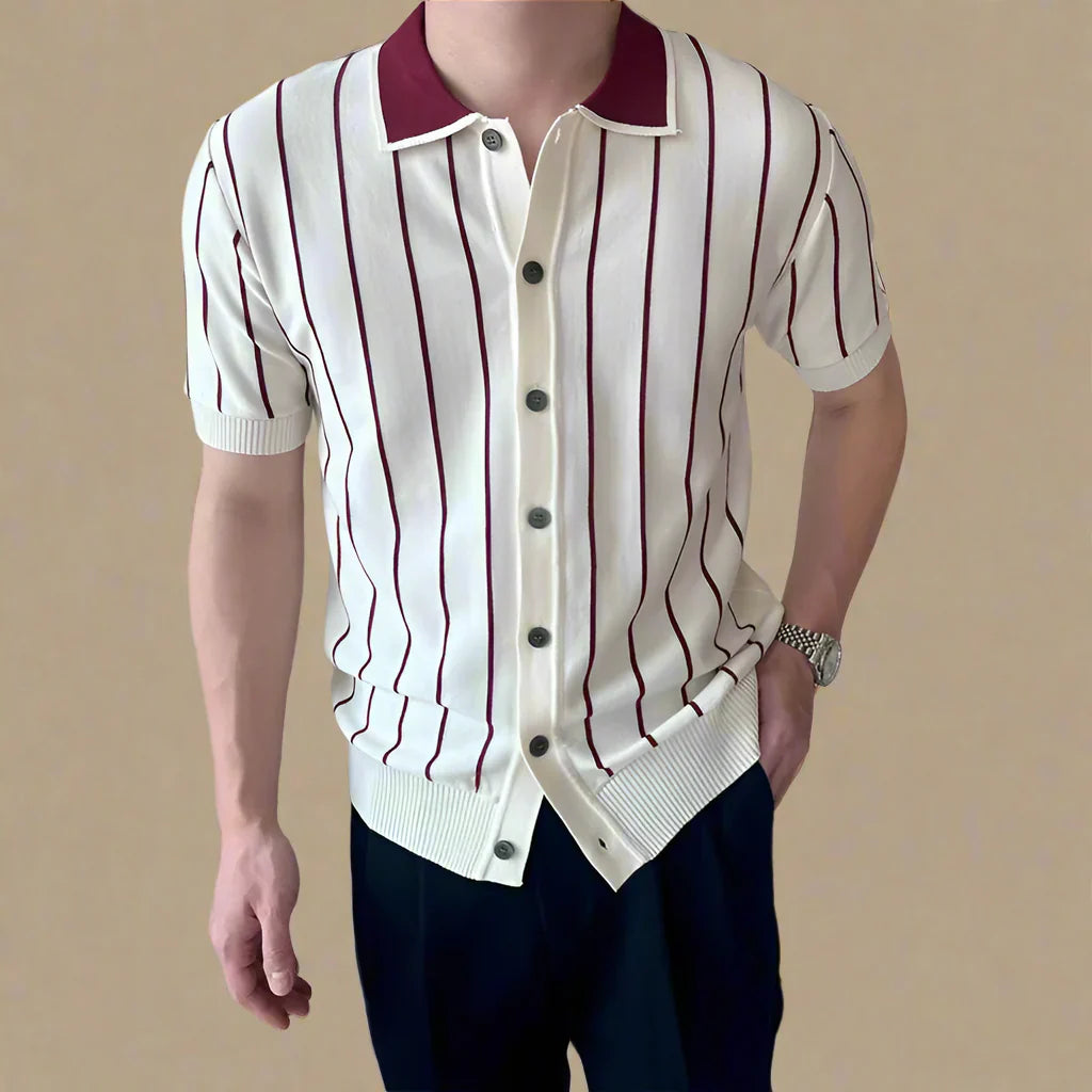 Matteo Striped Knit Polo - Saint Drako