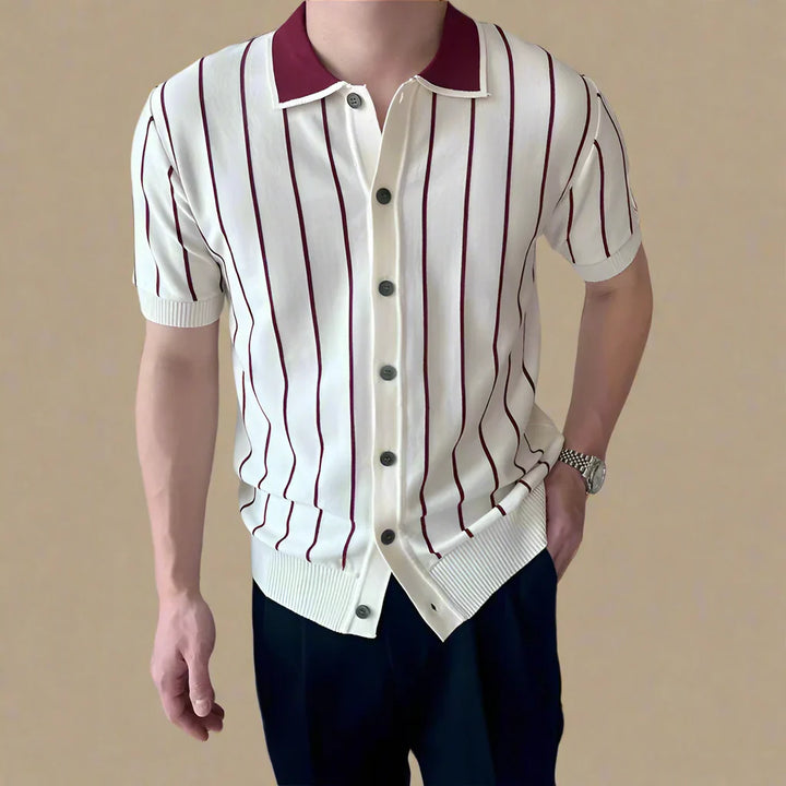 Matteo Striped Knit Polo - Saint Drako