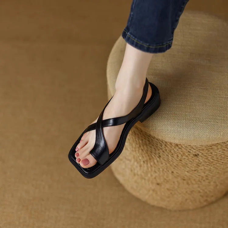 Ravello Leather Cross Sandals