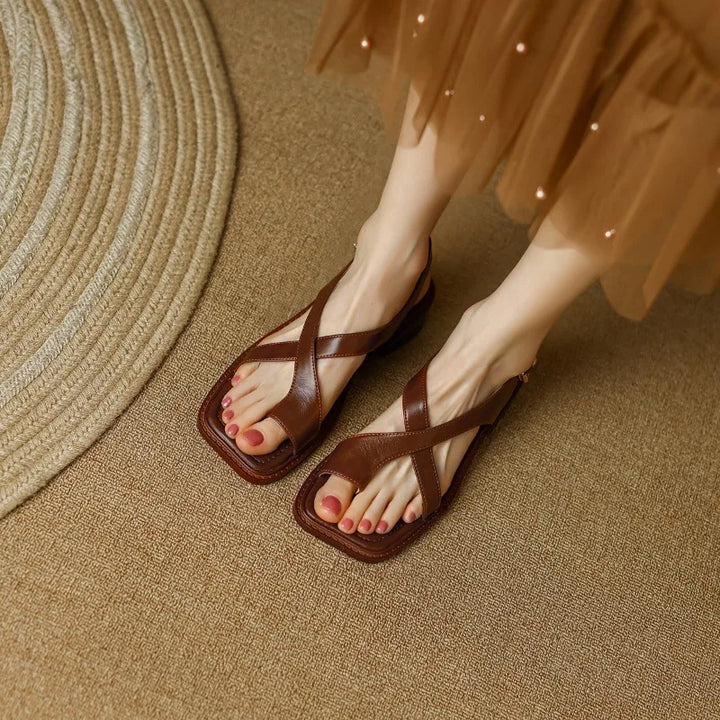 Ravello Leather Cross Sandals