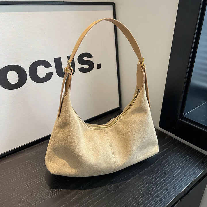 Vintage Crescent Shoulder Bags – Suede Hobo Crossbody Bag for Women - Saint Drako