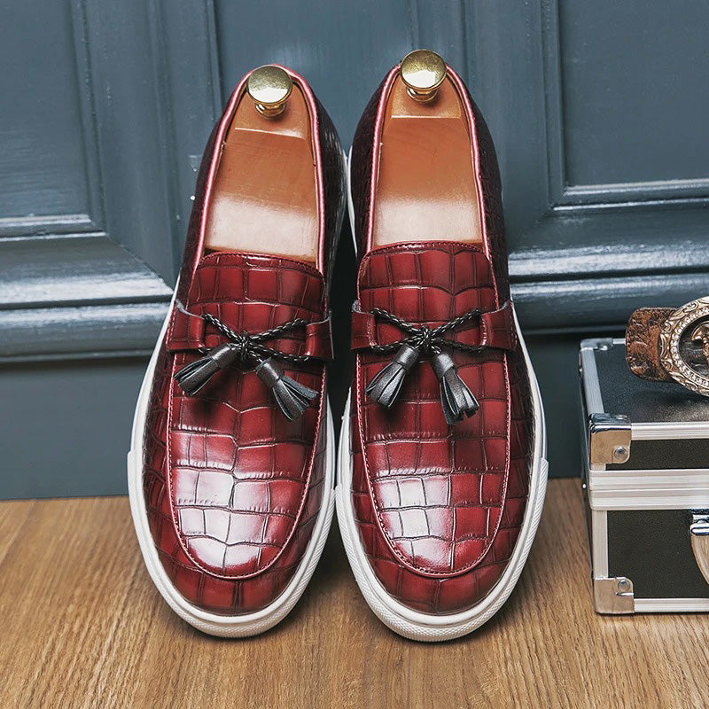 Vellaro Croc Embossed Leather Loafers - Saint Drako