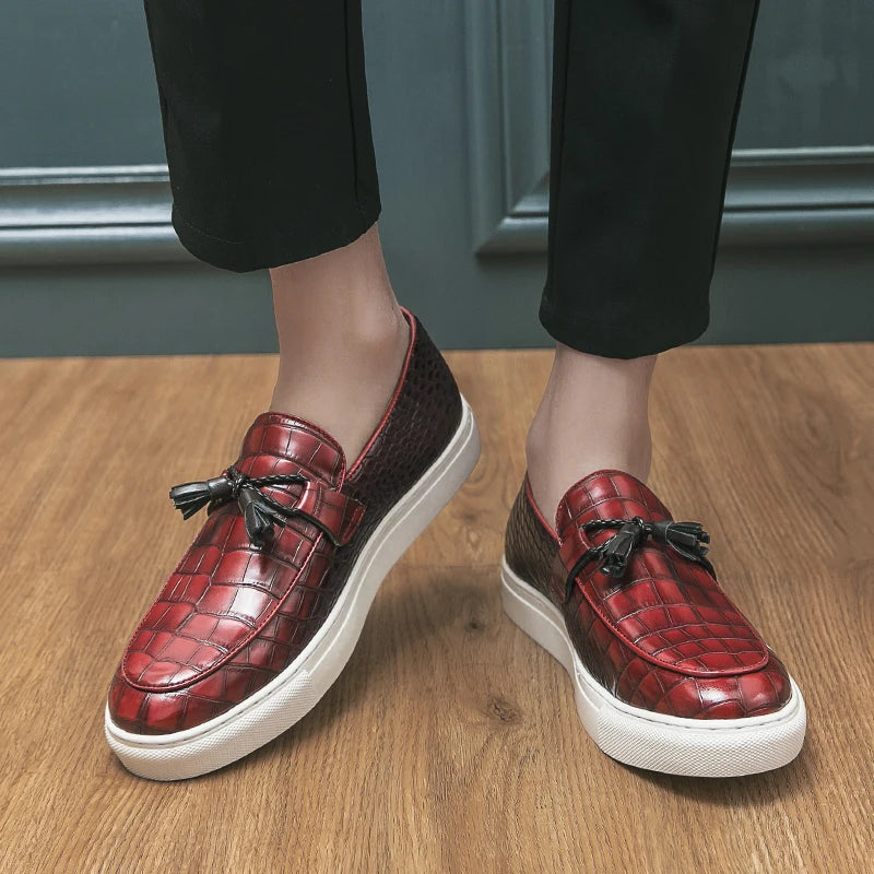 Vellaro Croc Embossed Leather Loafers - Saint Drako