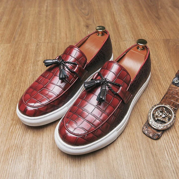 Vellaro Croc Embossed Leather Loafers - Saint Drako