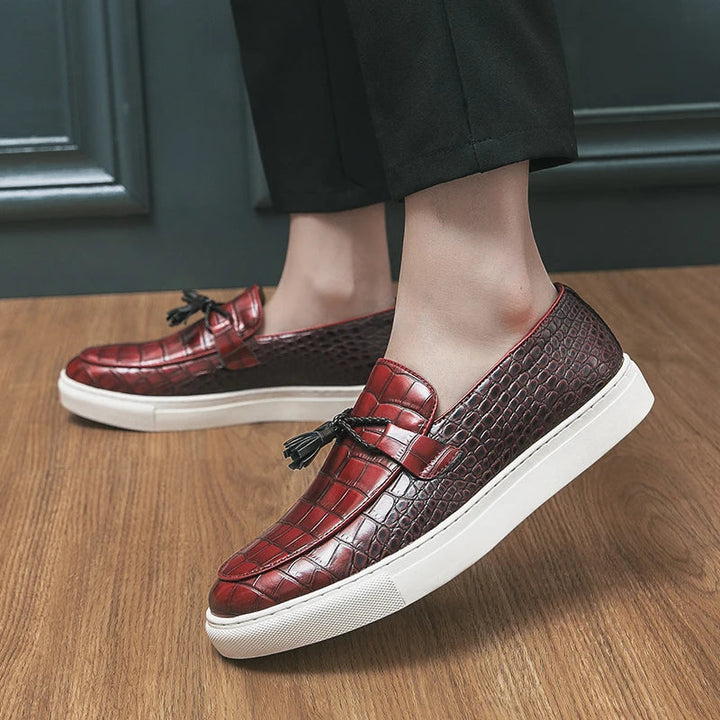 Vellaro Croc Embossed Leather Loafers - Saint Drako