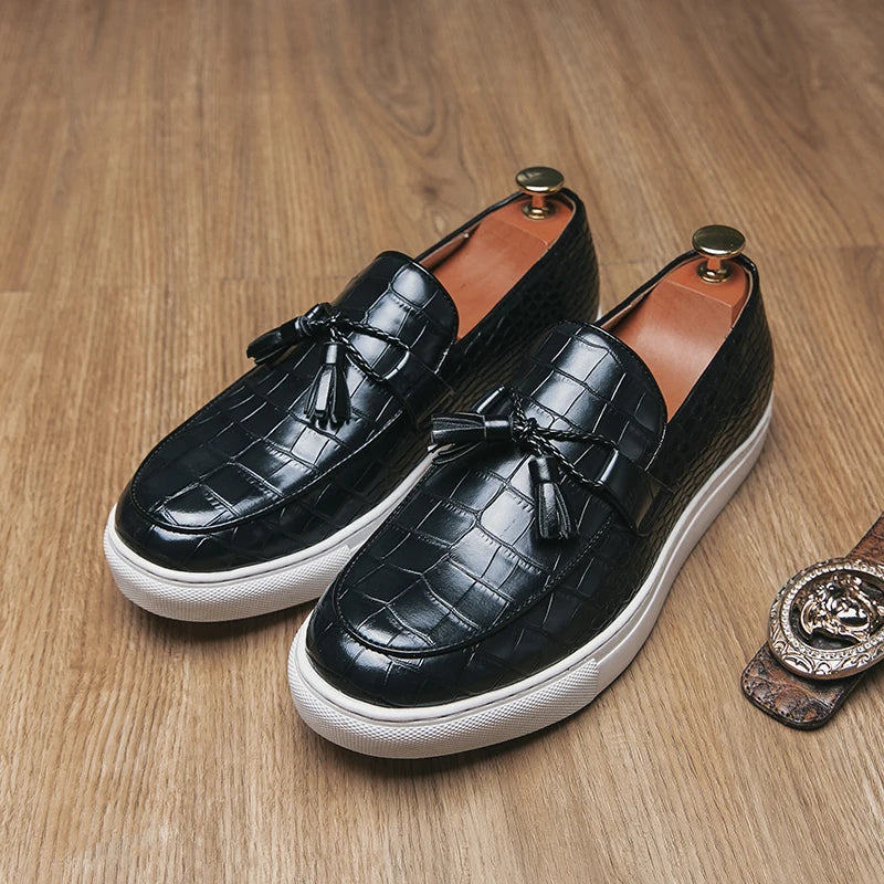 Vellaro Croc Embossed Leather Loafers - Saint Drako