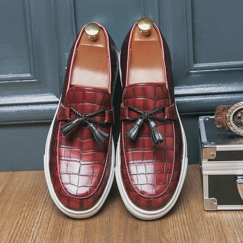 Vellaro Croc Embossed Leather Loafers - Saint Drako