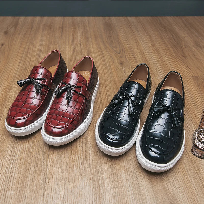 Vellaro Croc Embossed Leather Loafers - Saint Drako