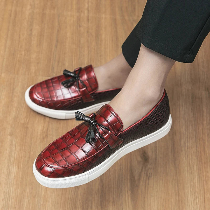 Vellaro Croc Embossed Leather Loafers - Saint Drako