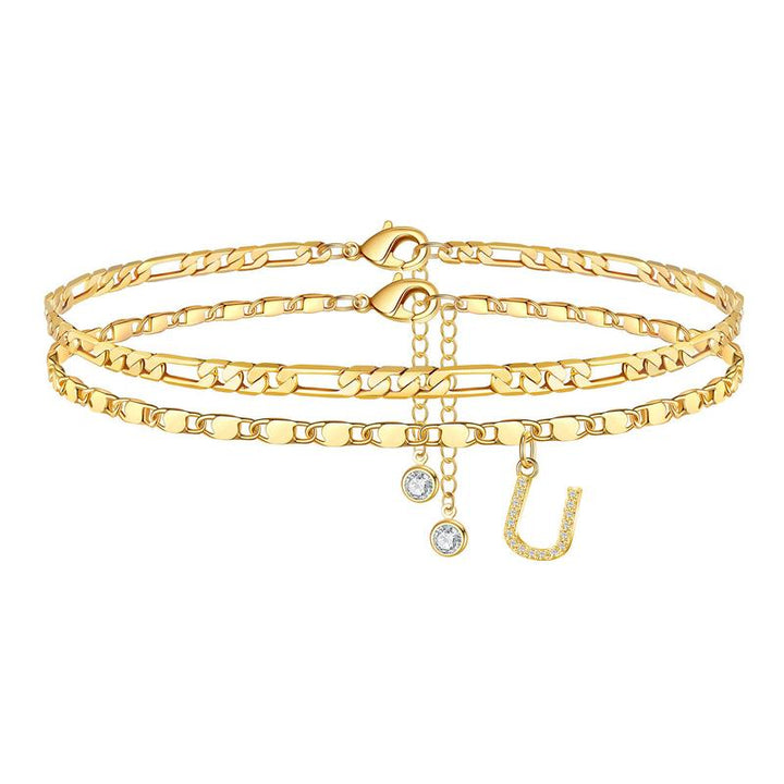 Siena Gold Initial Anklet - Saint Drako