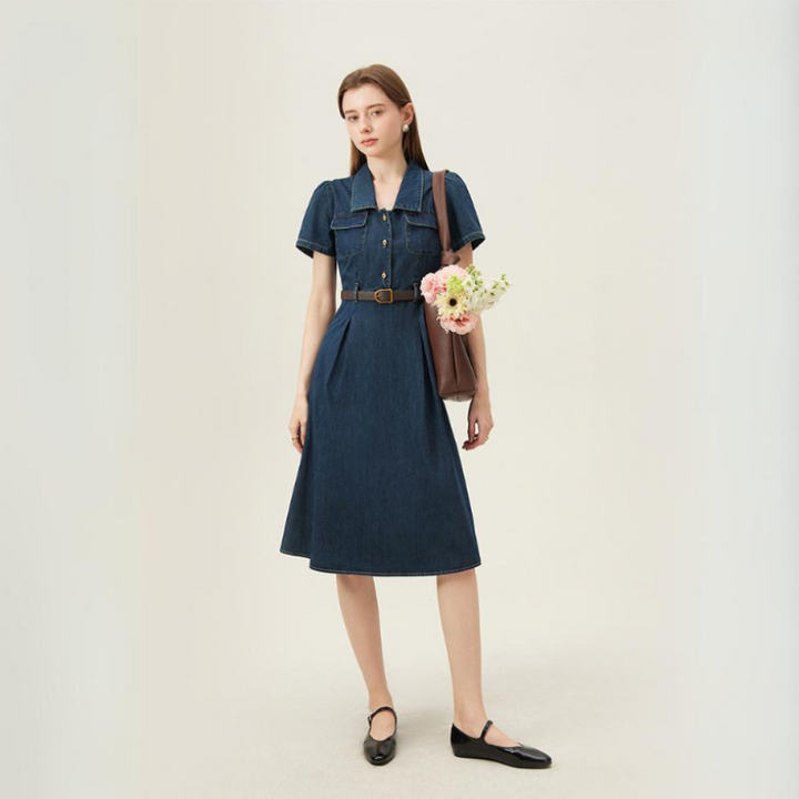 Reuben Denim Short Sleeve Dress - Saint Drako