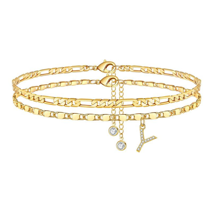 Siena Gold Initial Anklet - Saint Drako