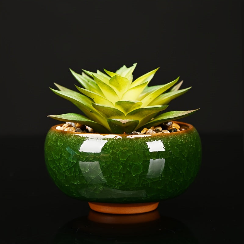 Cracked Ice Ceramic Succulent Planter Pot