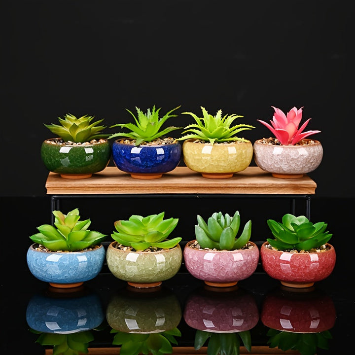 Cracked Ice Ceramic Succulent Planter Pot