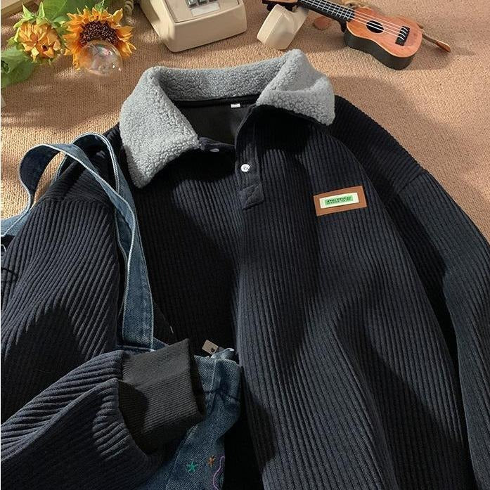 Sierra Corduroy Fleece Collar Sweater - Saint Drako