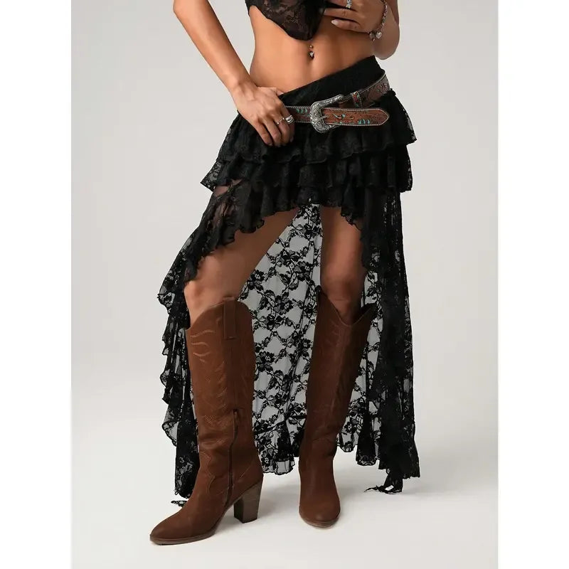 Sienne Lace High-Low Skirt